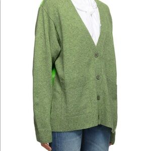 MM6 Maison Margiela Green Wool Paneled Cardigan